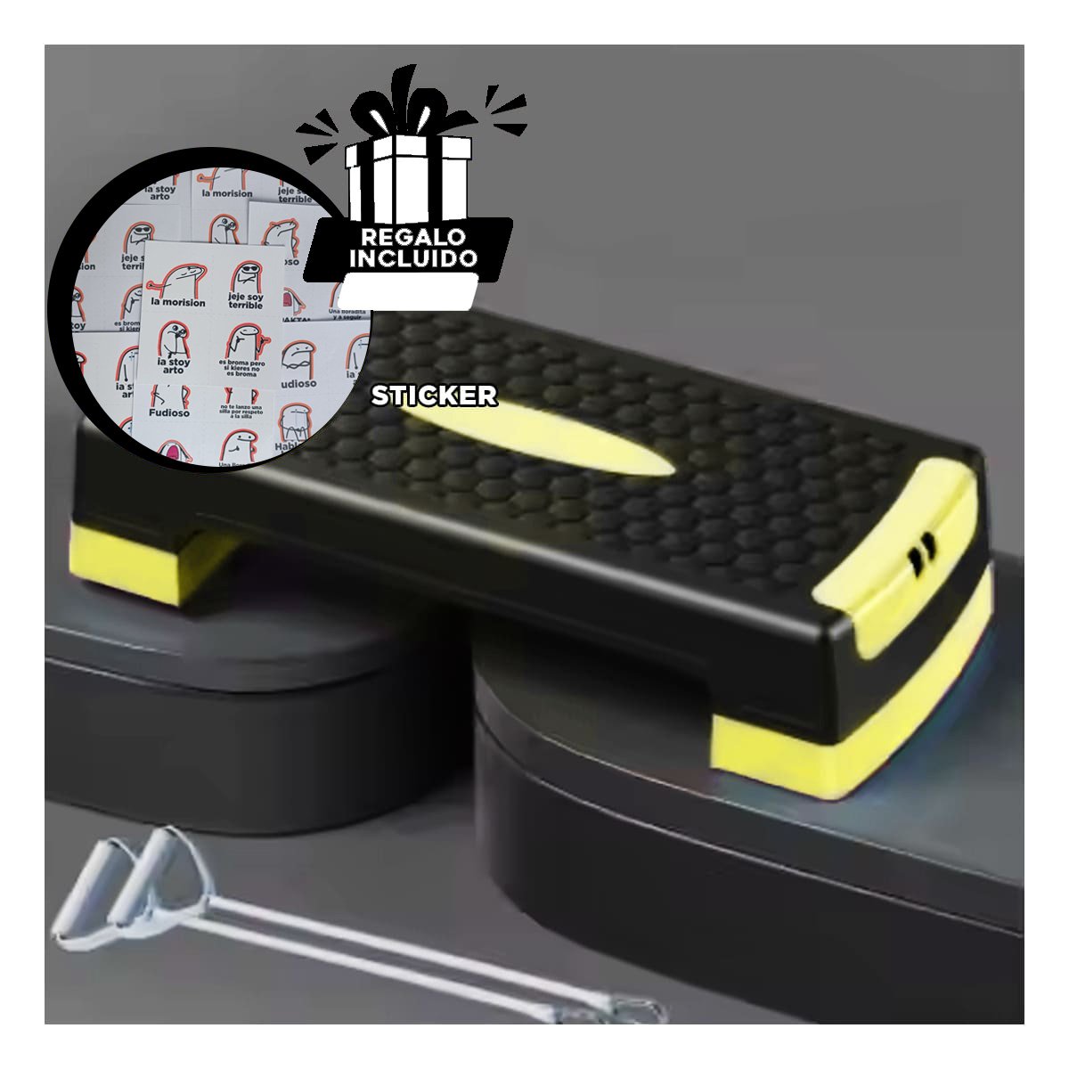 BASE FITNESS AJUSTABLE AMARILLO PARA RUTINAS DE CARDIO Y+REGALO STICKER - 1