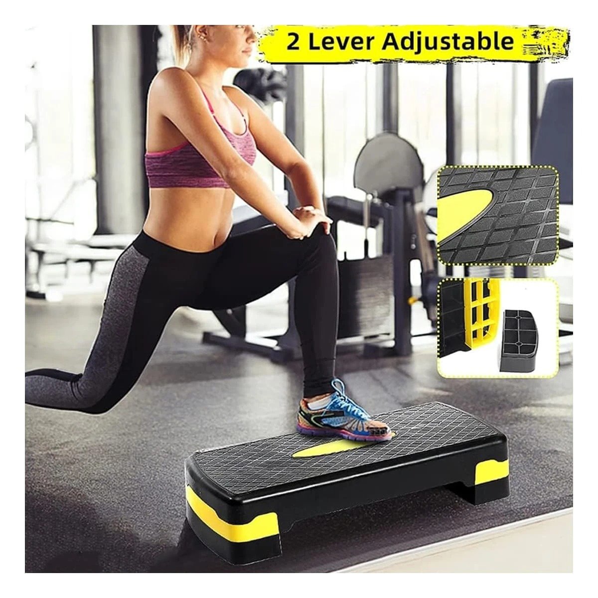 BASE FITNESS AJUSTABLE AMARILLO PARA RUTINAS DE CARDIO Y+REGALO STICKER - 5