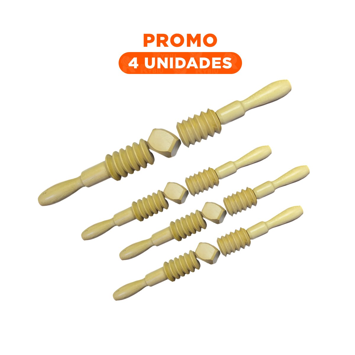 PACK4 DISPOSITIVO MANUAL DE MADERA 40X4,5CM MOSTAZA CON AGARRE SEGURO Y+REGALO STICKER - 1