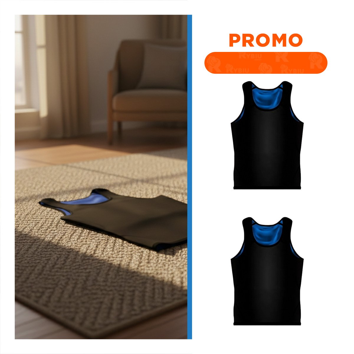 PACK2 CINTURON TERMO ACTIVO EFECTO SAUNA HOMBRE TALLA 2XL 3XL NEGRO CON CONTROL SEGURO - 1