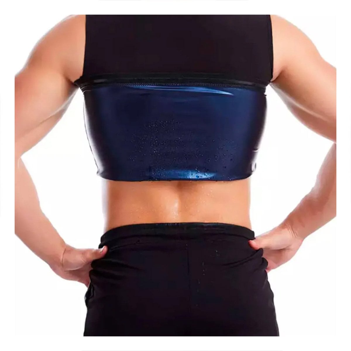 CINTURON REDUCTOR EFECTO SAUNA HOMBRE TALLA L XL NEGRO CON AJUSTE FIRME Y+PAPEL REGALO - 1