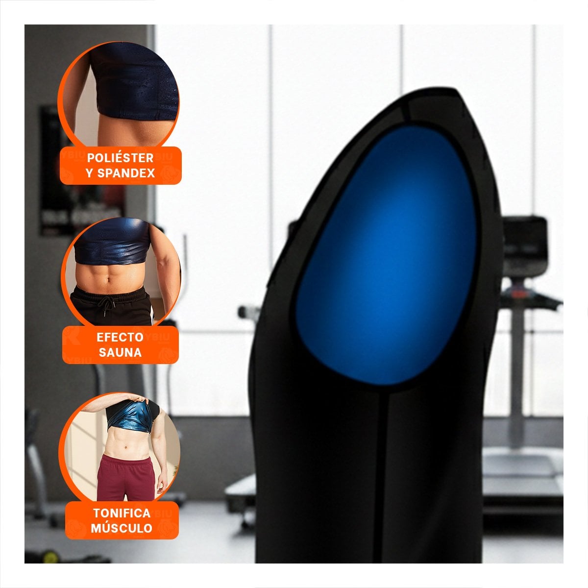 CINTURON REDUCTOR EFECTO SAUNA HOMBRE TALLA L XL NEGRO CON AJUSTE FIRME Y+PAPEL REGALO - 5