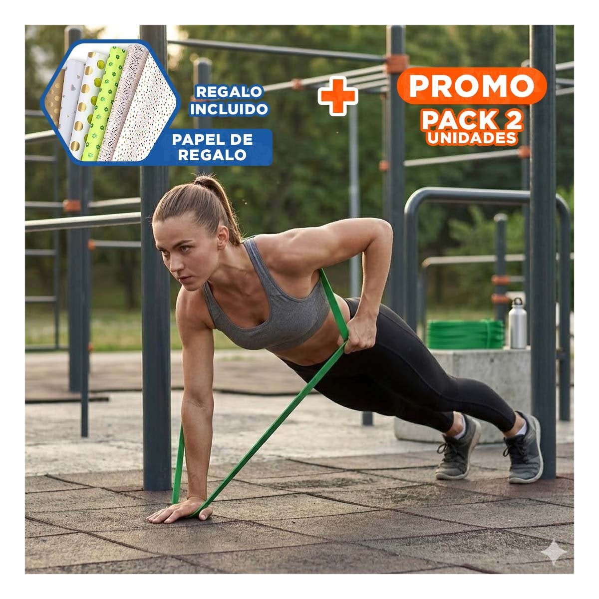 PACK2 TIRA VERDE 25 A 57KG PARA ENTRENAMIENTO DE FUERZA Y+PAPEL REGALO - 1
