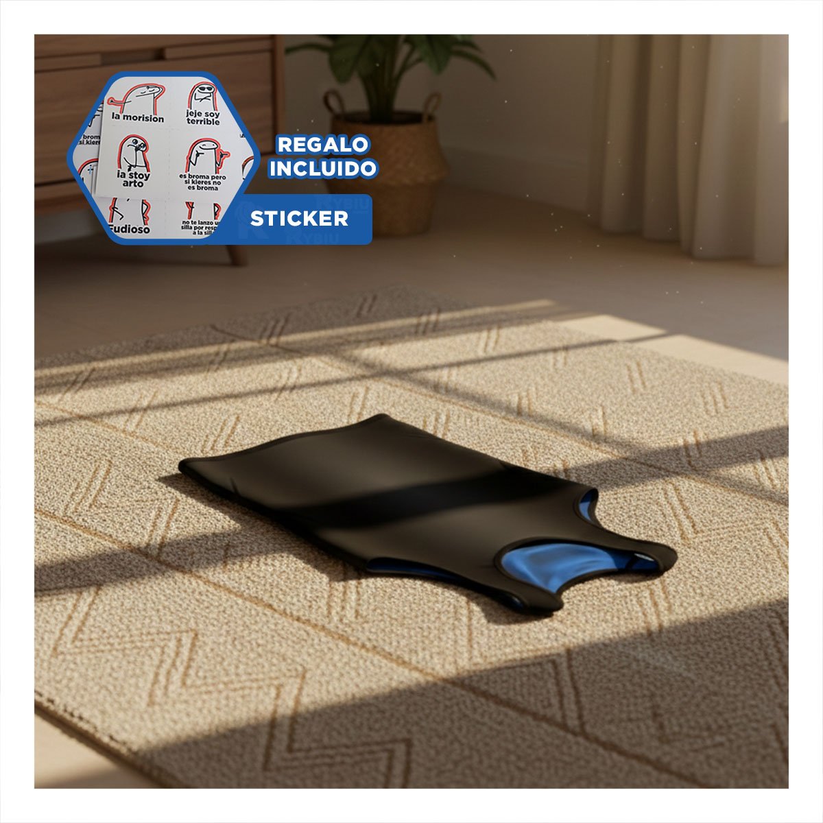 CINTURON TERMICO EFECTO SAUNA HOMBRE TALLA L XL NEGRO CON COMPRESION SEGURA Y+REGALO STICKER - 1