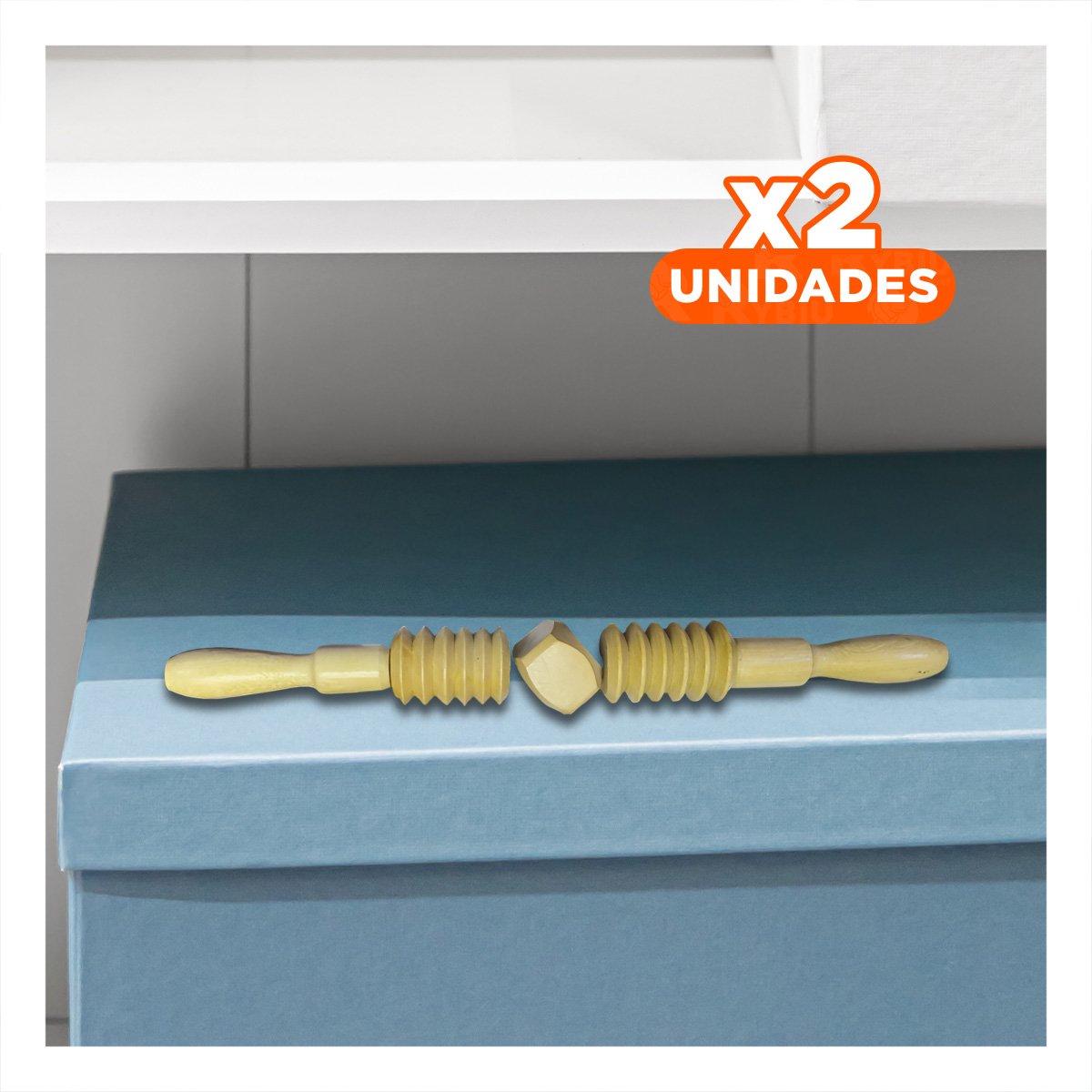 PACK2 HERRAMIENTA PROFESIONAL DE MADERA 40X4,5CM MOSTAZA CON BASE SOLIDA Y+REGALO STICKER - 1