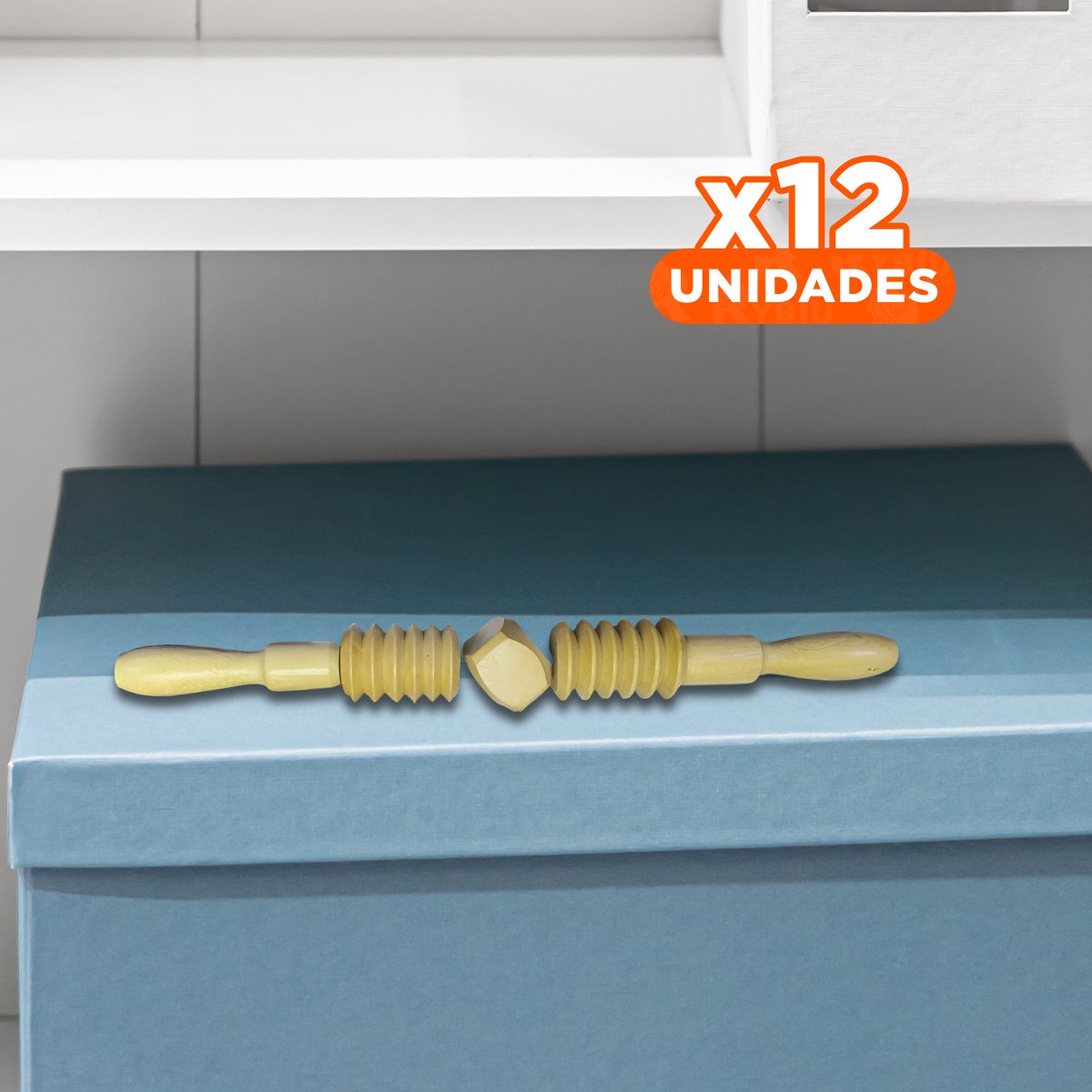 PACK12 ELEMENTO CORPORAL DE MADERA 40X4,5CM MOSTAZA CON DESLIZAMIENTO ESTABLE - 1