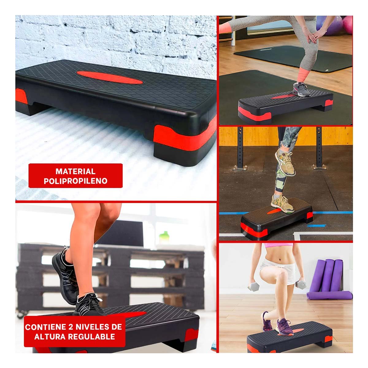 BASE PARA EJERCICIO ROJO REGULABLE DE 2 NIVELES Y+POST IT - 1
