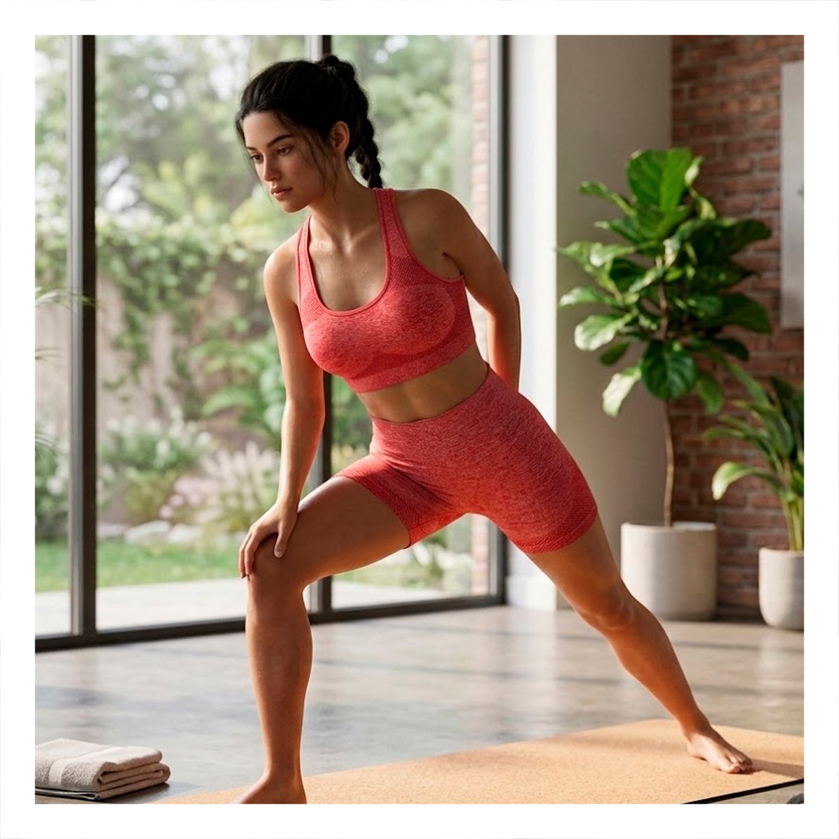 PACK12 EQUIPO RUNNING TOP Y SHORT FITNESS YOGA ROJO CON TELA FLEXIBLE - 2