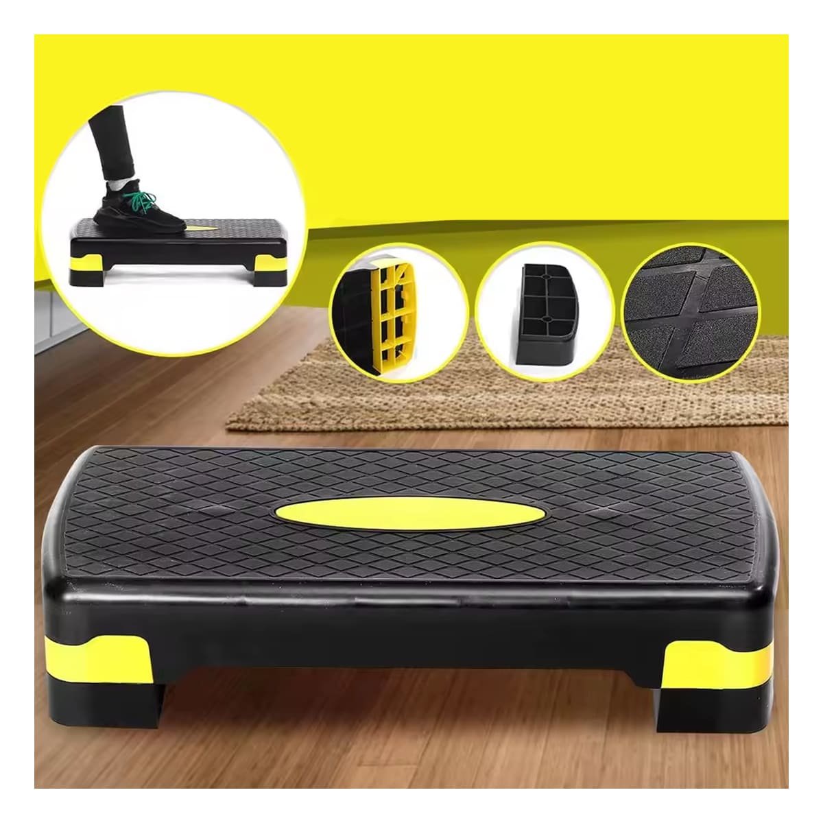 PACK2 TARIMA AEROBICA AJUSTABLE AMARILLO PARA CARDIO DIARIO Y+REGALO STICKER - 3
