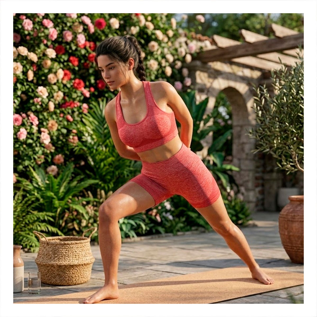 PACK12 PACK ACTIVO TOP Y SHORT FITNESS YOGA ROJO CON TELA LIGERA Y+REGALO STICKER - 5
