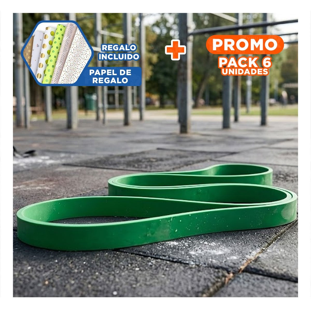 PACK6 EQUIPO DE RESISTENCIA VERDE 25 A 57KG PARA ENTRENAMIENTO FUNCIONAL Y+PAPEL REGALO - 1
