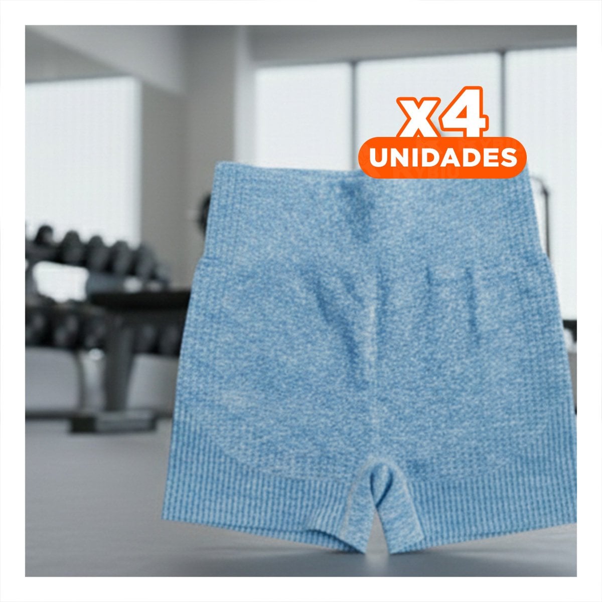 PACK4 DUPLA YOGA TOP Y SHORT FITNESS YOGA CELESTE CON ELASTICIDAD ALTA - 1
