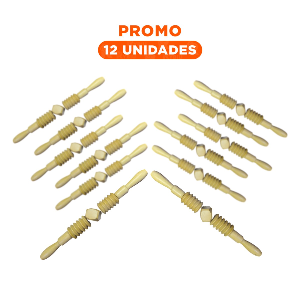PACK12 ELEMENTO ERGONOMICO DE MADERA 40X4,5CM MOSTAZA CON RODAJE UNIFORME Y+REGALO STICKER - 1