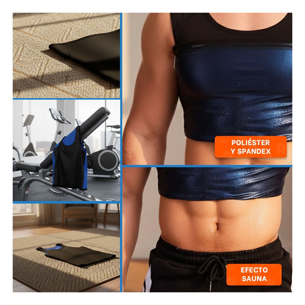 PACK2 CINTURON DEPORTIVO PRO EFECTO SAUNA HOMBRE TALLA 2XL 3XL NEGRO CON SOPORTE Y+PAPEL REGALO - 3