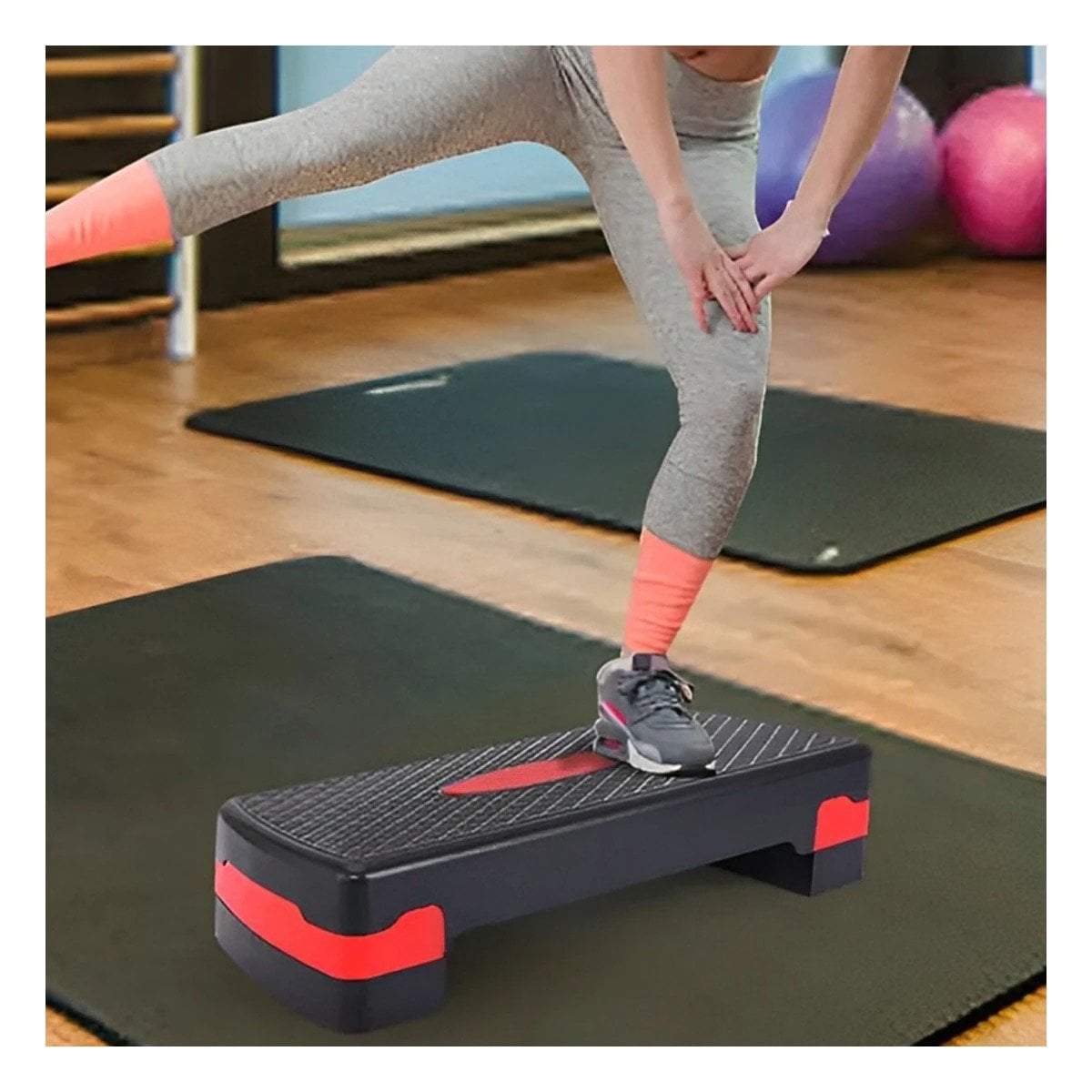 BASE DEPORTIVA ROJO CON 2 ALTURAS PARA TONIFICAR PIERNAS Y+LIGAS REGALO - 2
