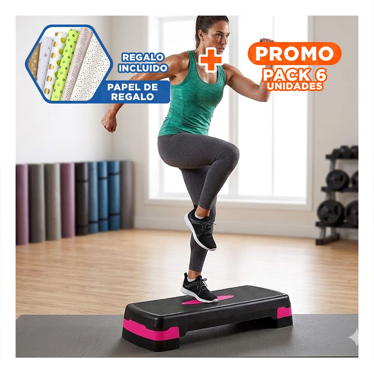 PACK6 EQUIPO DEPORTIVO ROSADO CON 2 ALTURAS PARA ENTRENAMIENTO Y+PAPEL REGALO - 1
