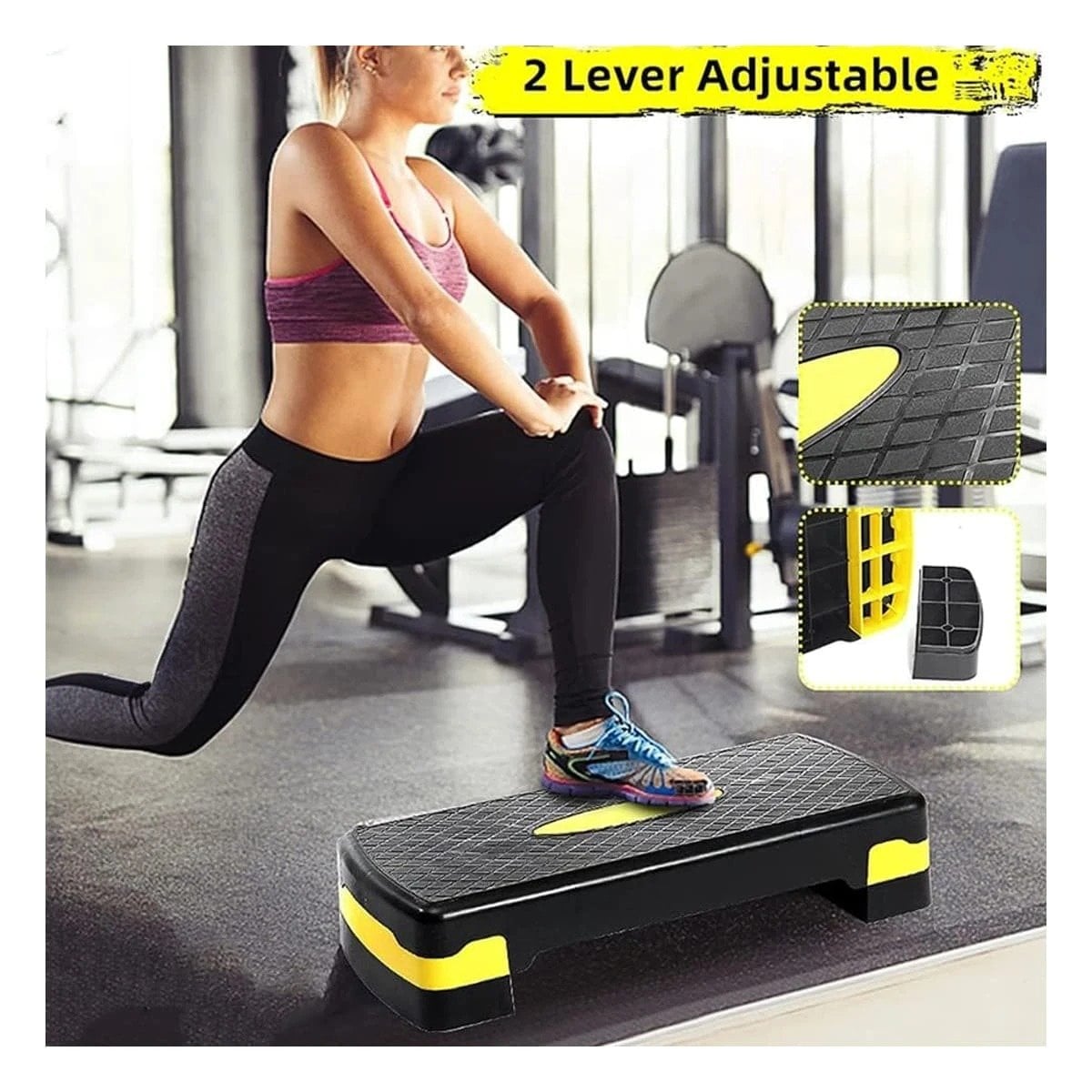 BASE PARA EJERCICIO AMARILLO REGULABLE DE 2 NIVELES Y+POST IT - 2