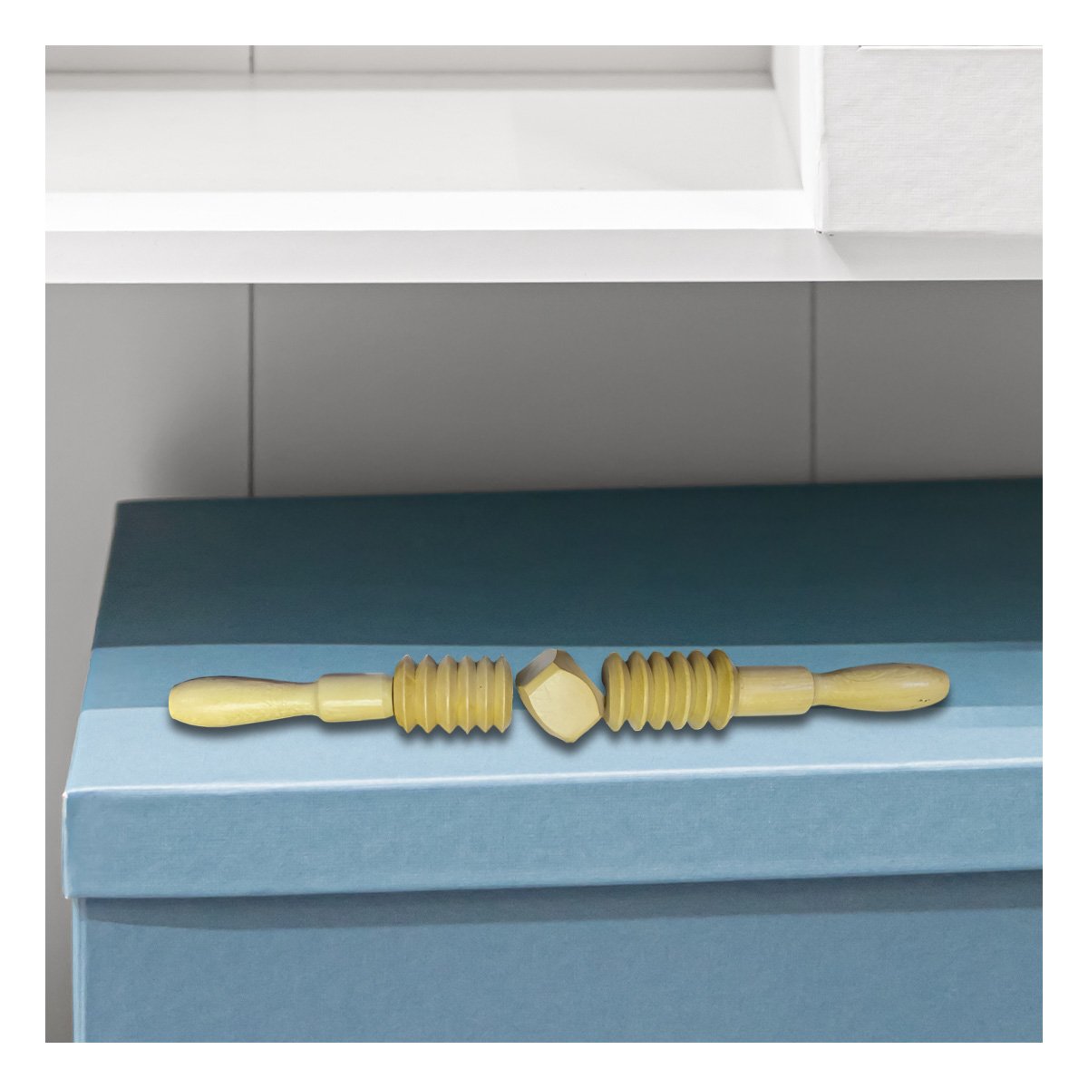 PACK6 DISPOSITIVO ERGONOMICO DE MADERA 40X4,5CM MOSTAZA CON USO PRACTICO - 2