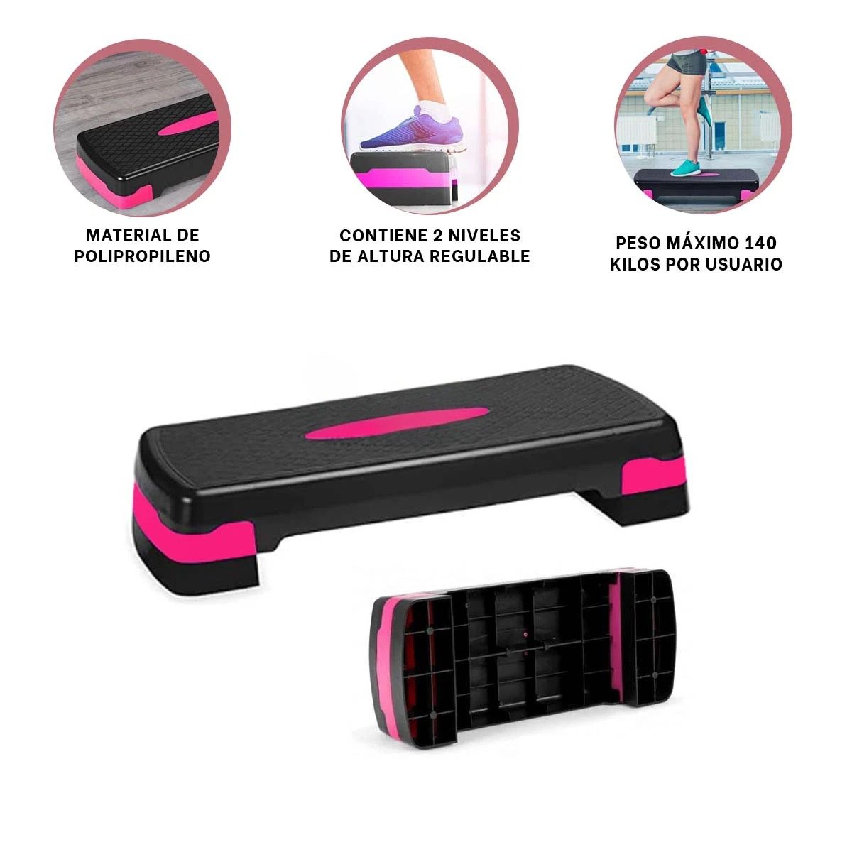 BASE AEROBICA ROSADO DE 2 NIVELES PARA ENTRENAMIENTO EN CASA - 3