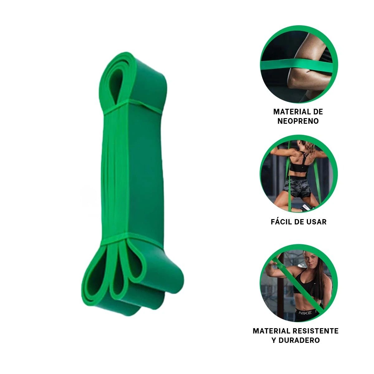 CINTA DE RESISTENCIA VERDE 25 A 57KG PARA CALISTENIA - 3