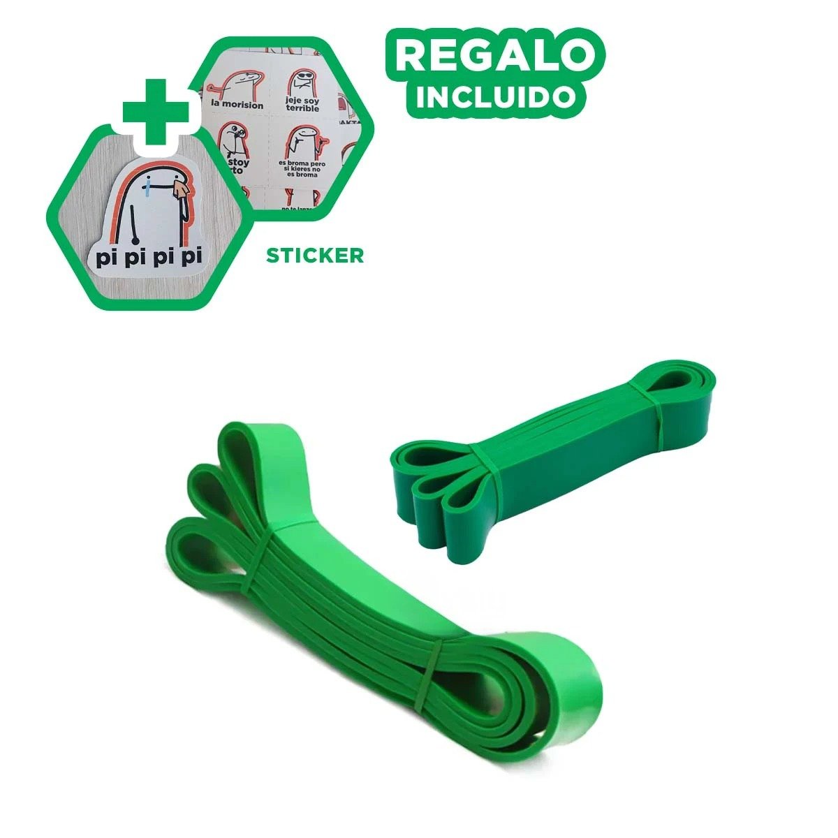 CINTA VERDE 25 A 57KG PARA ENTRENAMIENTO FUNCIONAL EN CASA Y+REGALO STICKER - 1