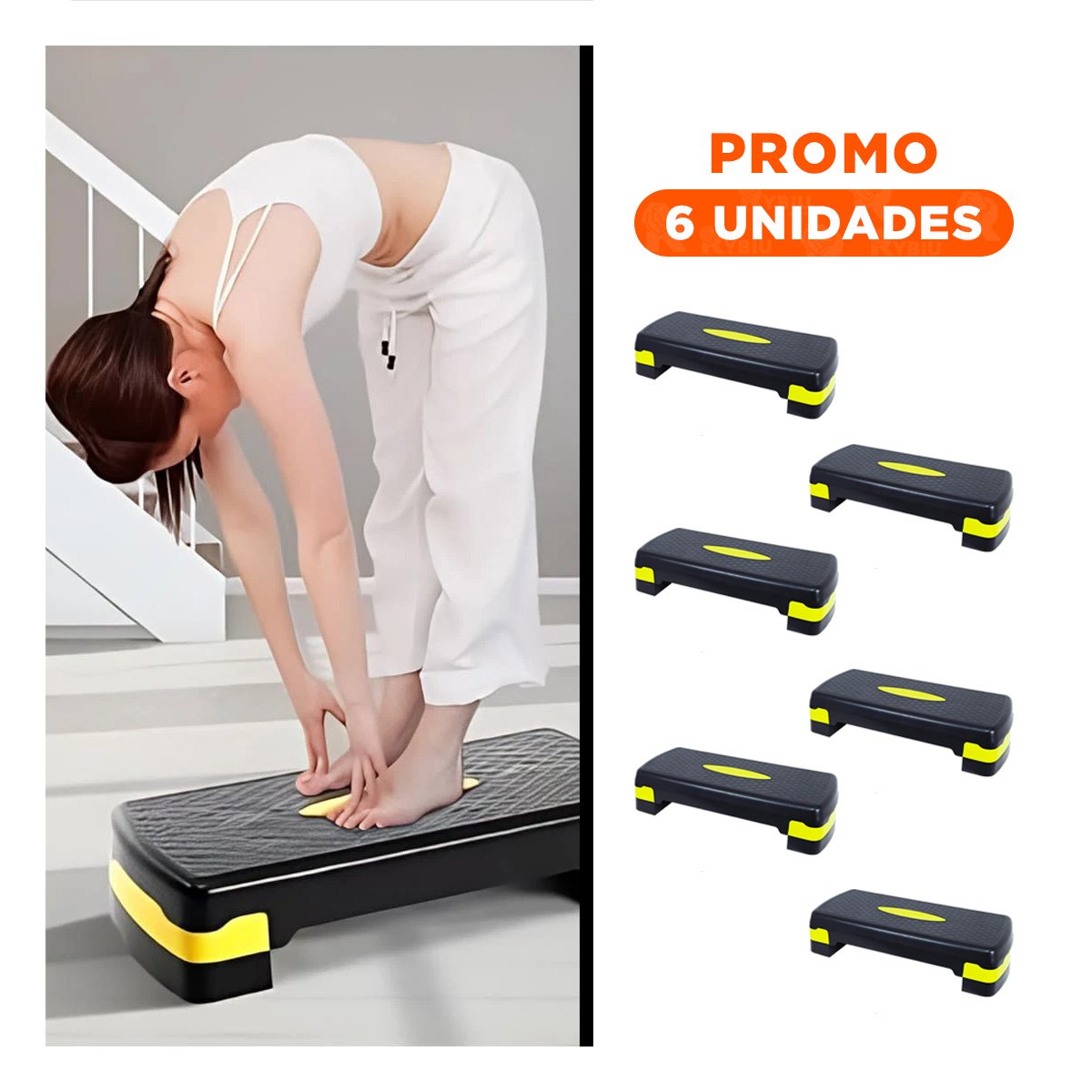PACK6 EQUIPO FITNESS AMARILLO DE 2 NIVELES PARA CARDIO EN CASA - 1