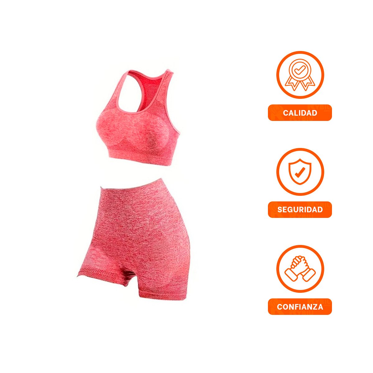 PACK6 EQUIPO YOGA TOP Y SHORT FITNESS YOGA ROJO CON COMPRESION LIGERA Y+REGALO STICKER - 2