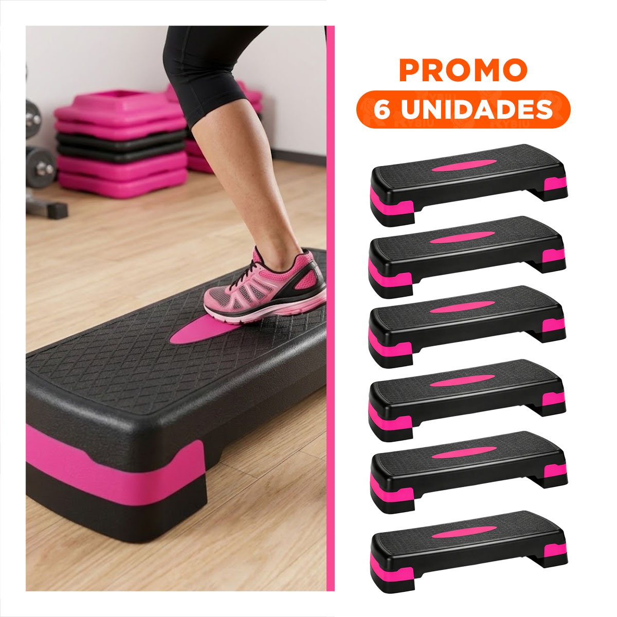 PACK6 EQUIPO AEROBICO AJUSTABLE ROSADO PARA RUTINAS DIARIAS - 1