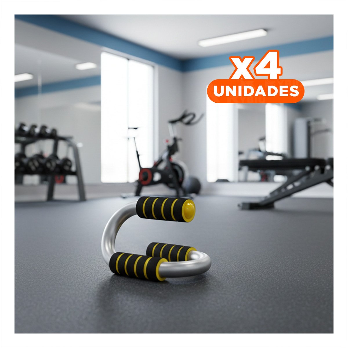 PACK4 SET ACTIVO PUSH UP EN FORMA DE S AMARILLO CON AGARRE ERGONOMICO - 1