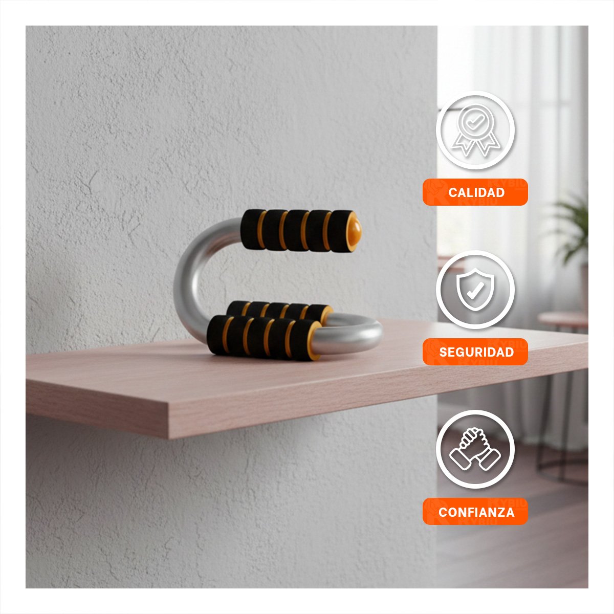 PACK4 SET ACTIVO PUSH UP EN FORMA DE S NARANJA CON AGARRE ERGONOMICO - 3