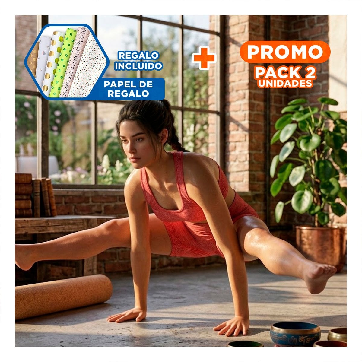 PACK2 DUPLA ACTIVA TOP Y SHORT FITNESS YOGA ROJO CON TELA TRANSPIRABLE Y+PAPEL REGALO - 1