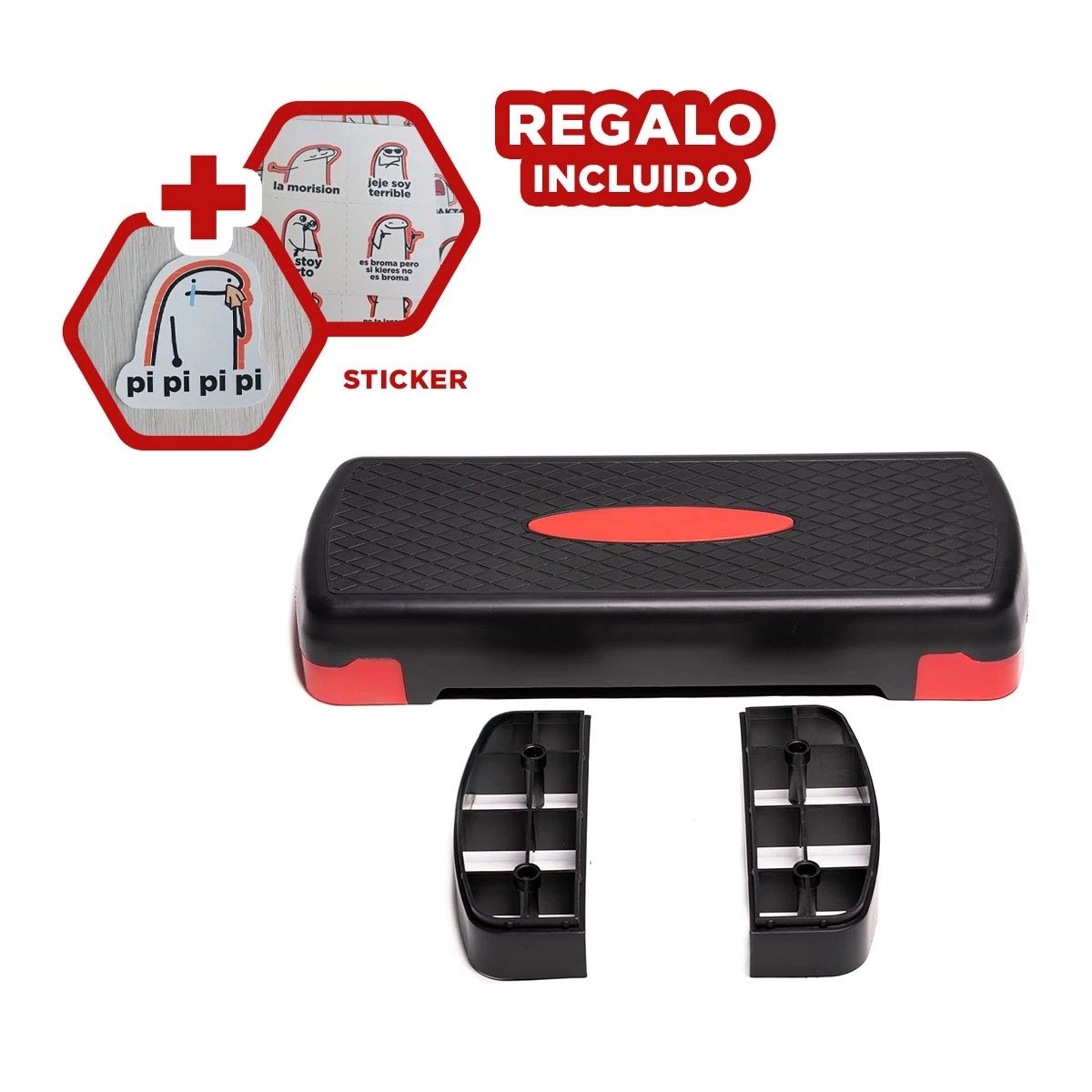 BASE FITNESS AJUSTABLE ROJO PARA RUTINAS DE CARDIO Y+REGALO STICKER - 1