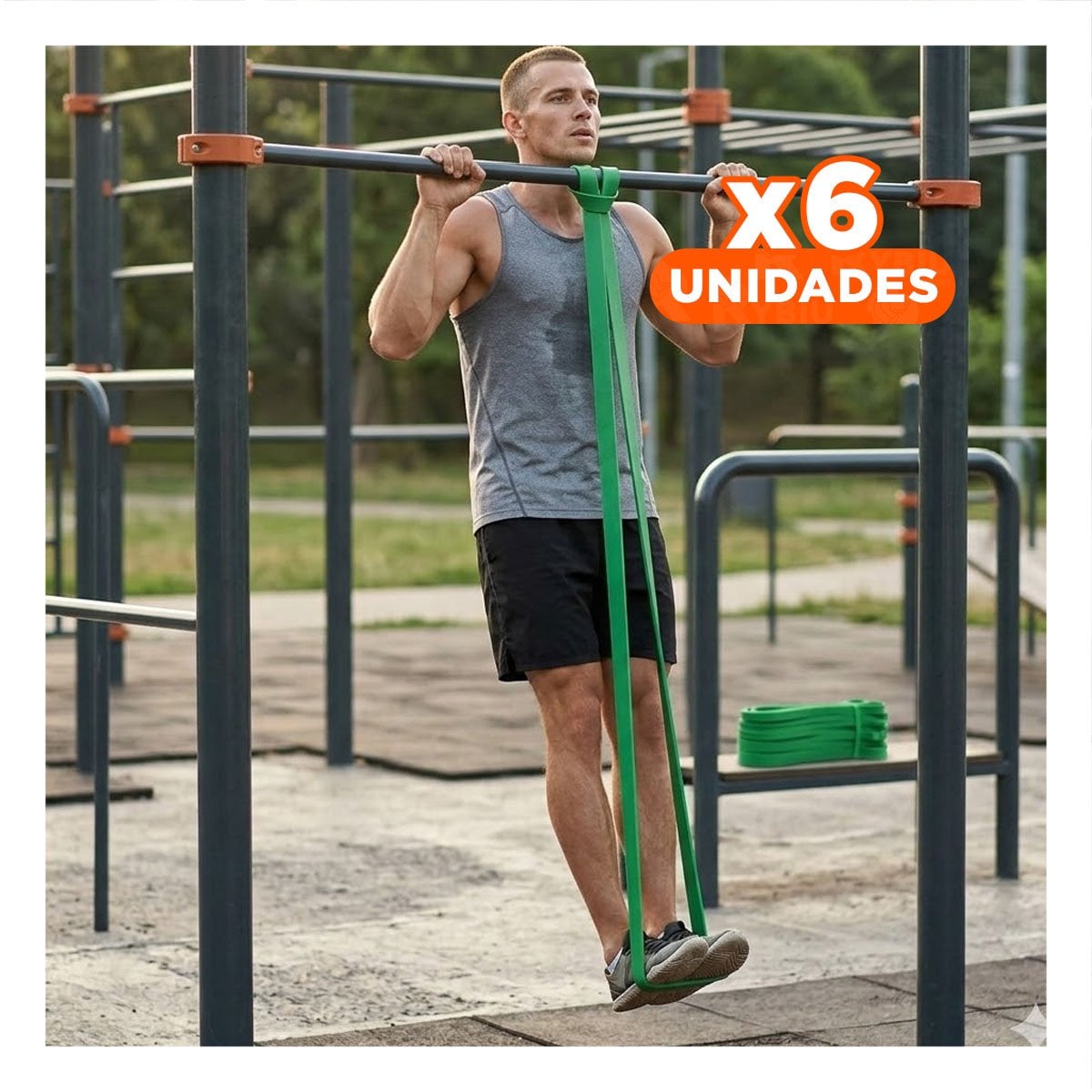 PACK6 COMPLEMENTO FITNESS VERDE 25 A 57KG PARA EJERCICIOS EN CASA Y+REGALO STICKER - 1