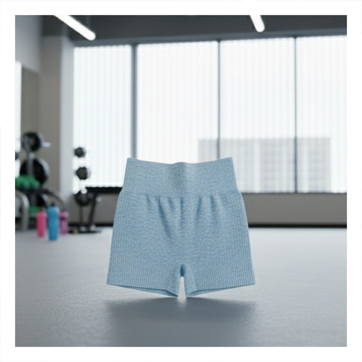 PACK2 DUPLA DEPORTIVA TOP Y SHORT FITNESS YOGA CELESTE CON AJUSTE SEGURO - 2
