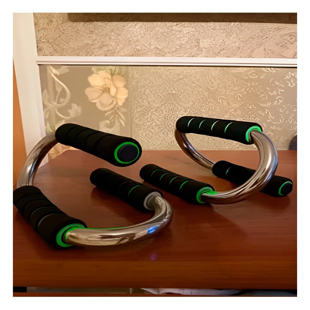 SOPORTE DEPORTIVO PUSH UP EN FORMA DE S VERDE CON ESTRUCTURA SOLIDA Y+PAPEL REGALO - 5