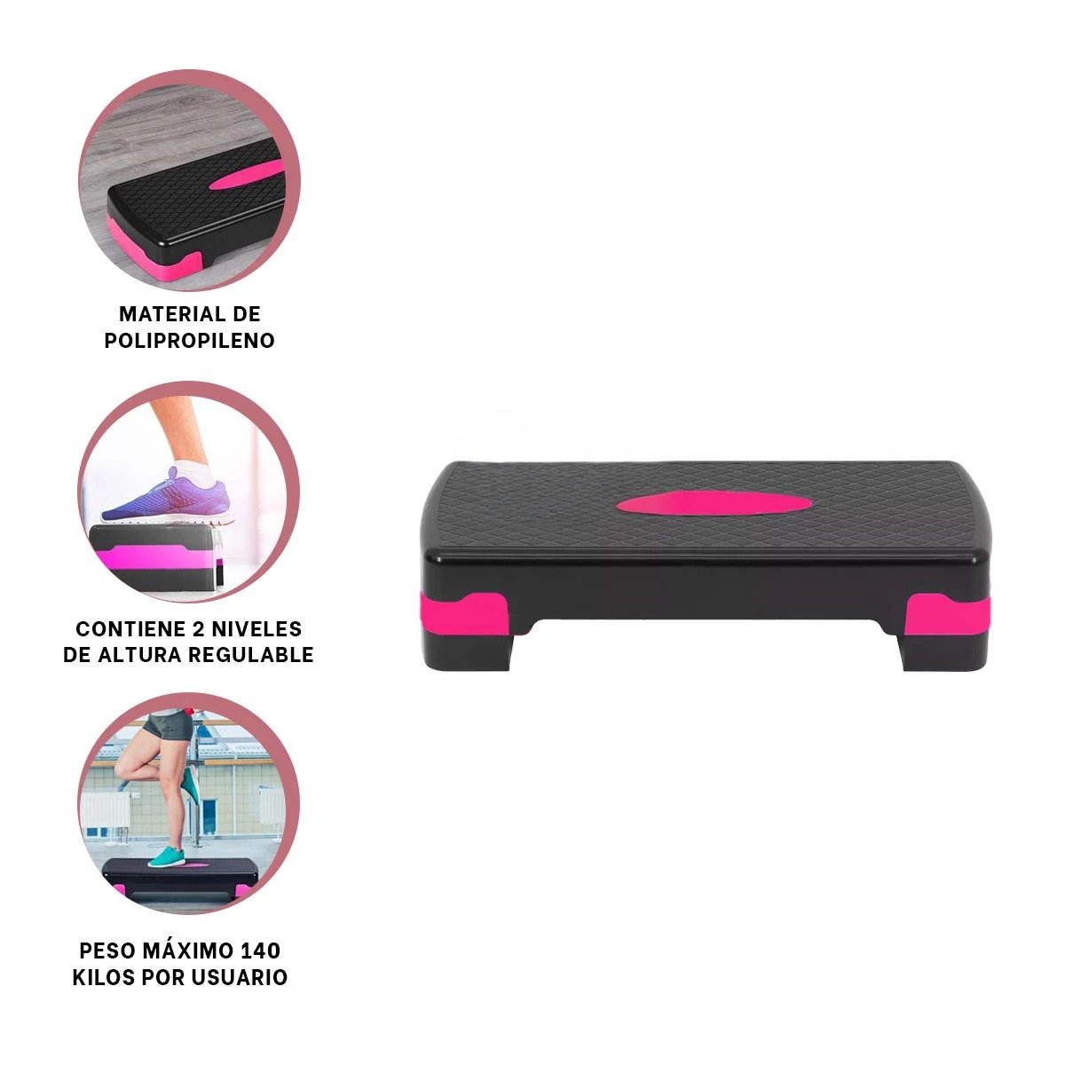 BASE PARA EJERCICIO ROSADO REGULABLE DE 2 NIVELES Y+LIGAS REGALO - 3