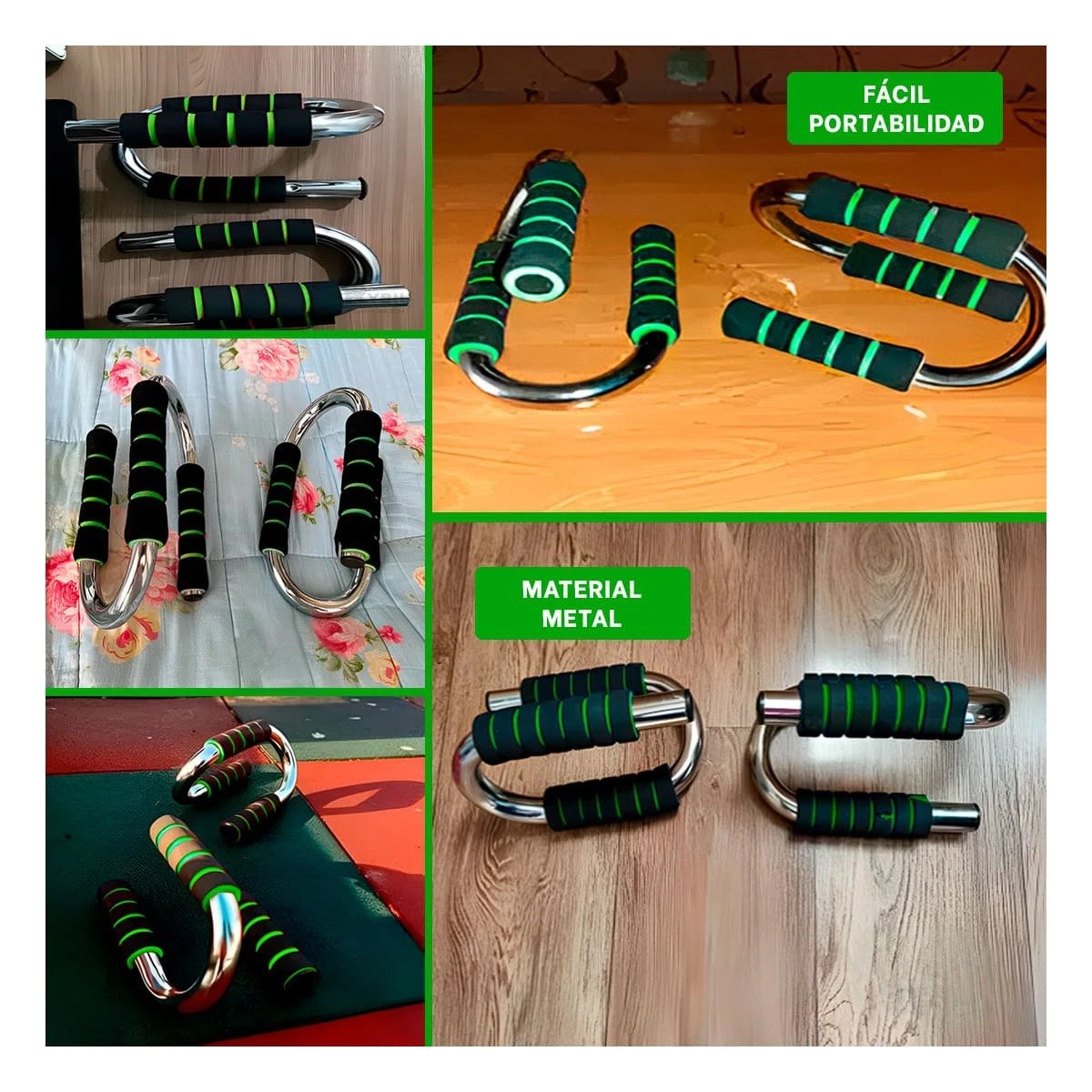 PACK6 PLATAFORMA DEPORTIVA PUSH UP EN FORMA DE S VERDE CON SOPORTE SEGURO Y+PAPEL REGALO - 3