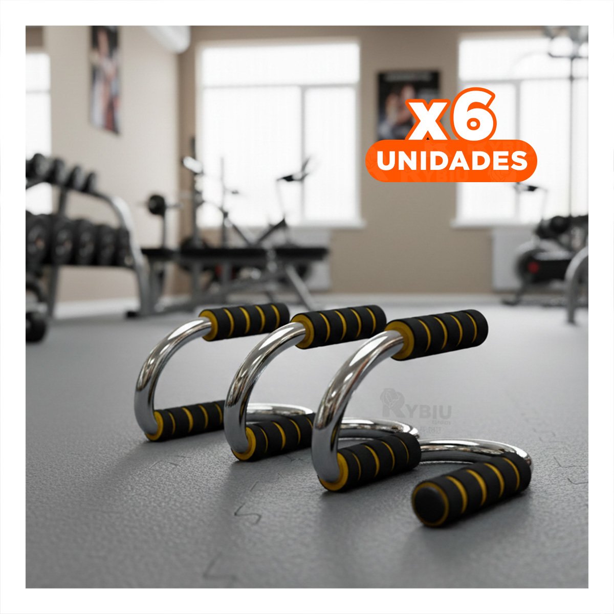 PACK6 PLATAFORMA ACTIVA PUSH UP EN FORMA DE S AMARILLO CON AGARRE COMODO Y+REGALO STICKER - 1