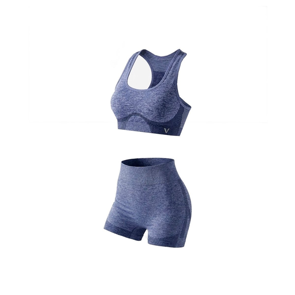PACK2 DUPLA FITNESS TOP Y SHORT FITNESS YOGA AZUL CON SOPORTE FIRME Y+REGALO STICKER - 2