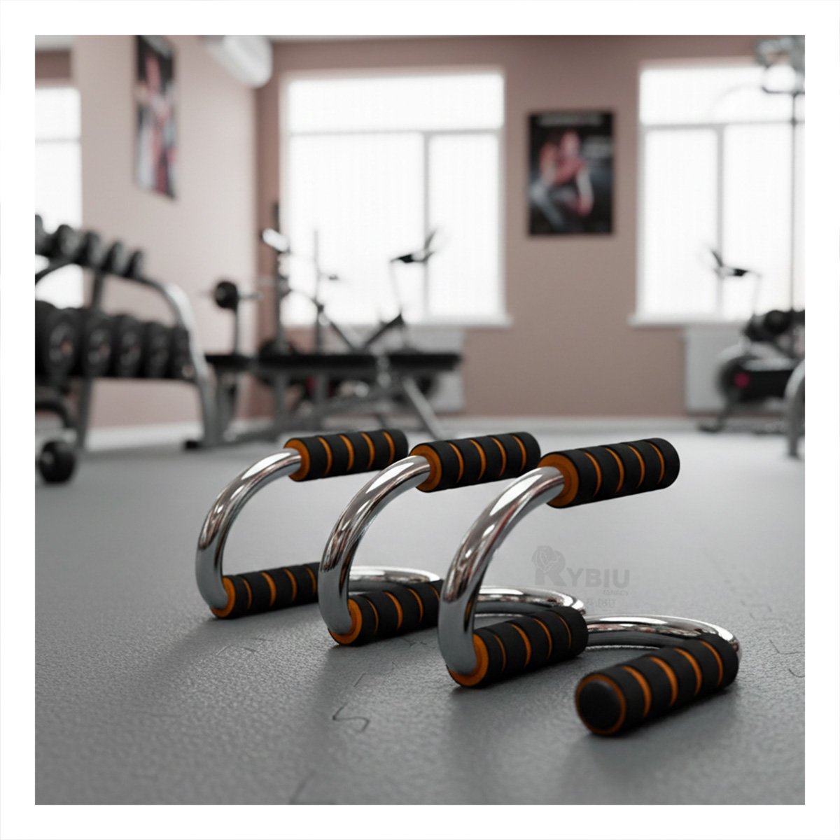 SOPORTE ENTRENAMIENTO PUSH UP EN FORMA DE S NARANJA CON BASE FIRME Y+LIGAS REGALO - 1