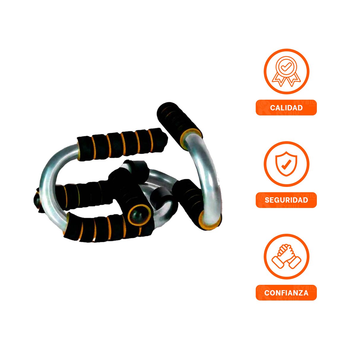 SOPORTE ENTRENAMIENTO PUSH UP EN FORMA DE S NARANJA CON BASE FIRME Y+LIGAS REGALO - 3