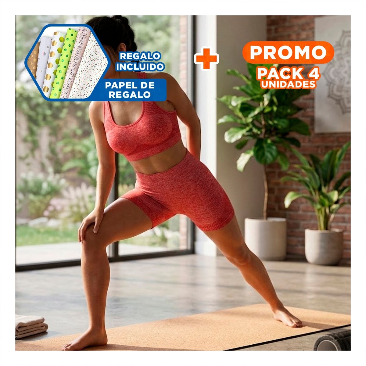 PACK4 DUPLA RUNNING TOP Y SHORT FITNESS YOGA ROJO CON AJUSTE FLEXIBLE Y+PAPEL REGALO - 1