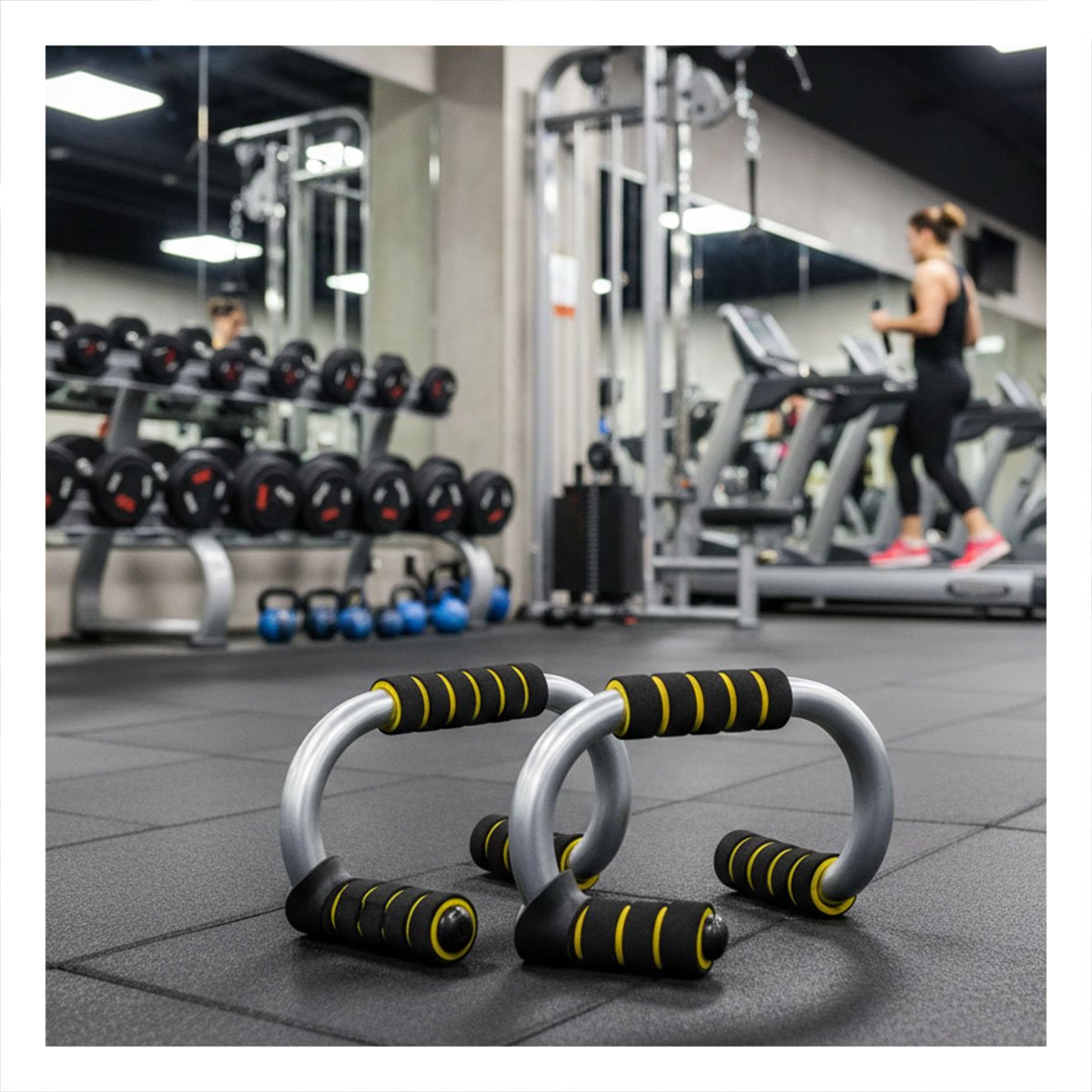 SOPORTE MUSCULAR PUSH UP EN FORMA DE S AMARILLO CON APOYO CONFORTABLE Y+POST IT - 3