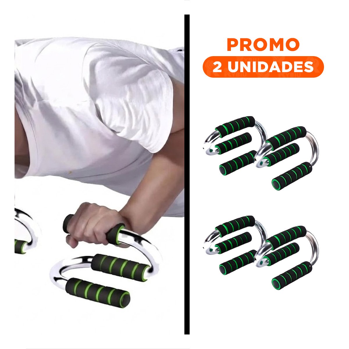 PACK2 ACCESORIO MUSCULAR PUSH UP EN FORMA DE S VERDE CON APOYO ESTABLE - 1