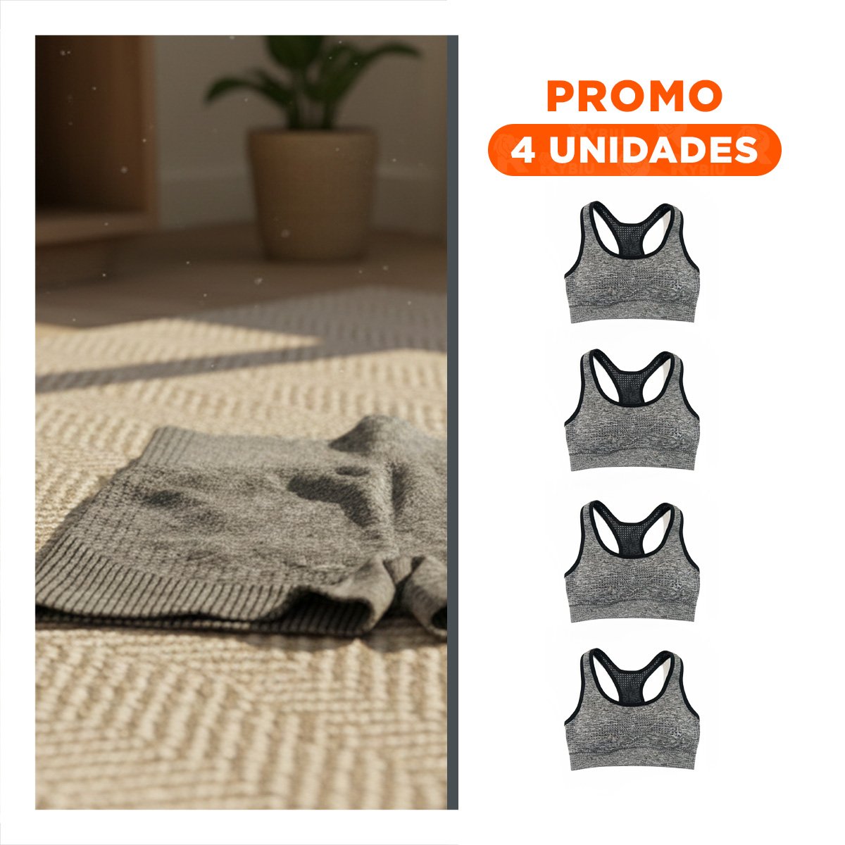 PACK4 EQUIPO DEPORTIVO TOP Y SHORT FITNESS YOGA PLOMO CON TELA SUAVE Y+REGALO STICKER - 1