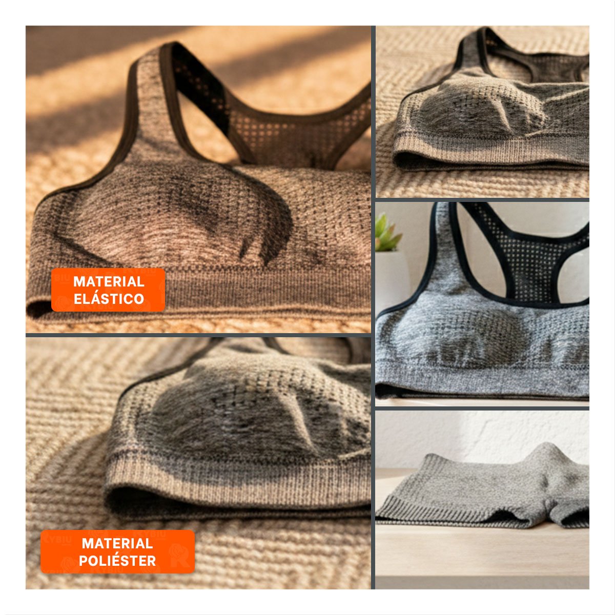 PACK4 EQUIPO DEPORTIVO TOP Y SHORT FITNESS YOGA PLOMO CON TELA SUAVE Y+REGALO STICKER - 2