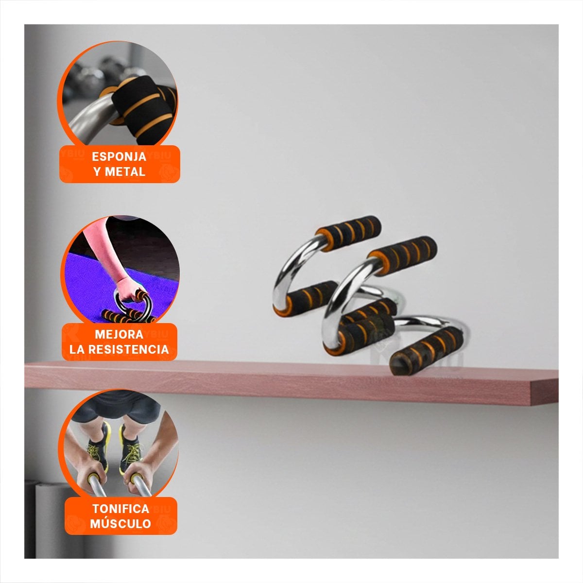 PACK6 PLATAFORMA ACTIVA PUSH UP EN FORMA DE S NARANJA CON AGARRE COMODO Y+REGALO STICKER - 3