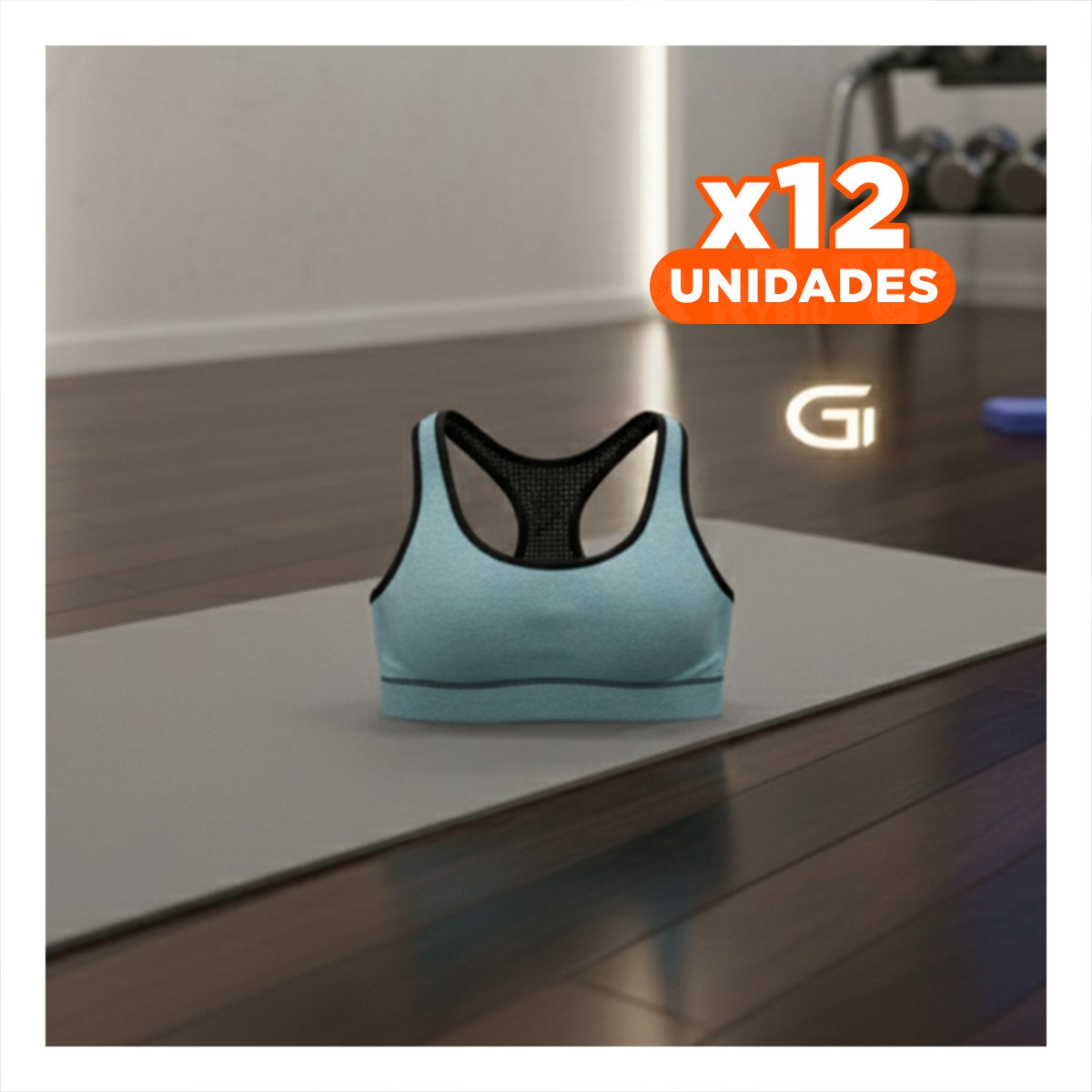 PACK12 EQUIPO RUNNING TOP Y SHORT FITNESS YOGA CELESTE CON TELA FLEXIBLE - 1