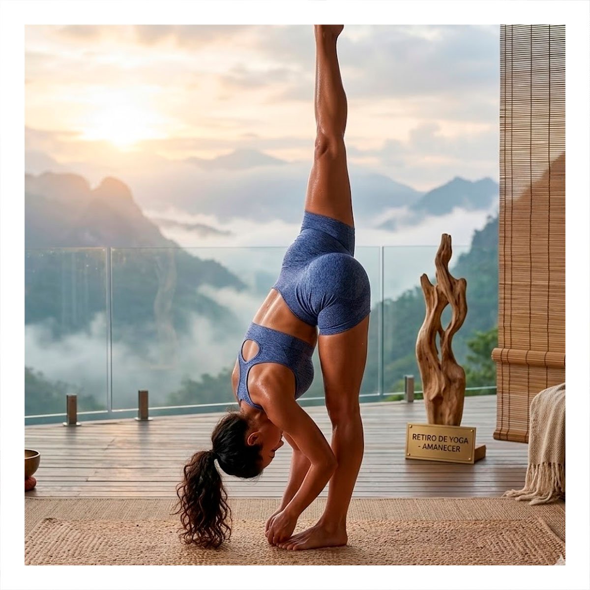 PACK6 EQUIPO YOGA TOP Y SHORT FITNESS YOGA AZUL CON COMPRESION LIGERA Y+REGALO STICKER - 5