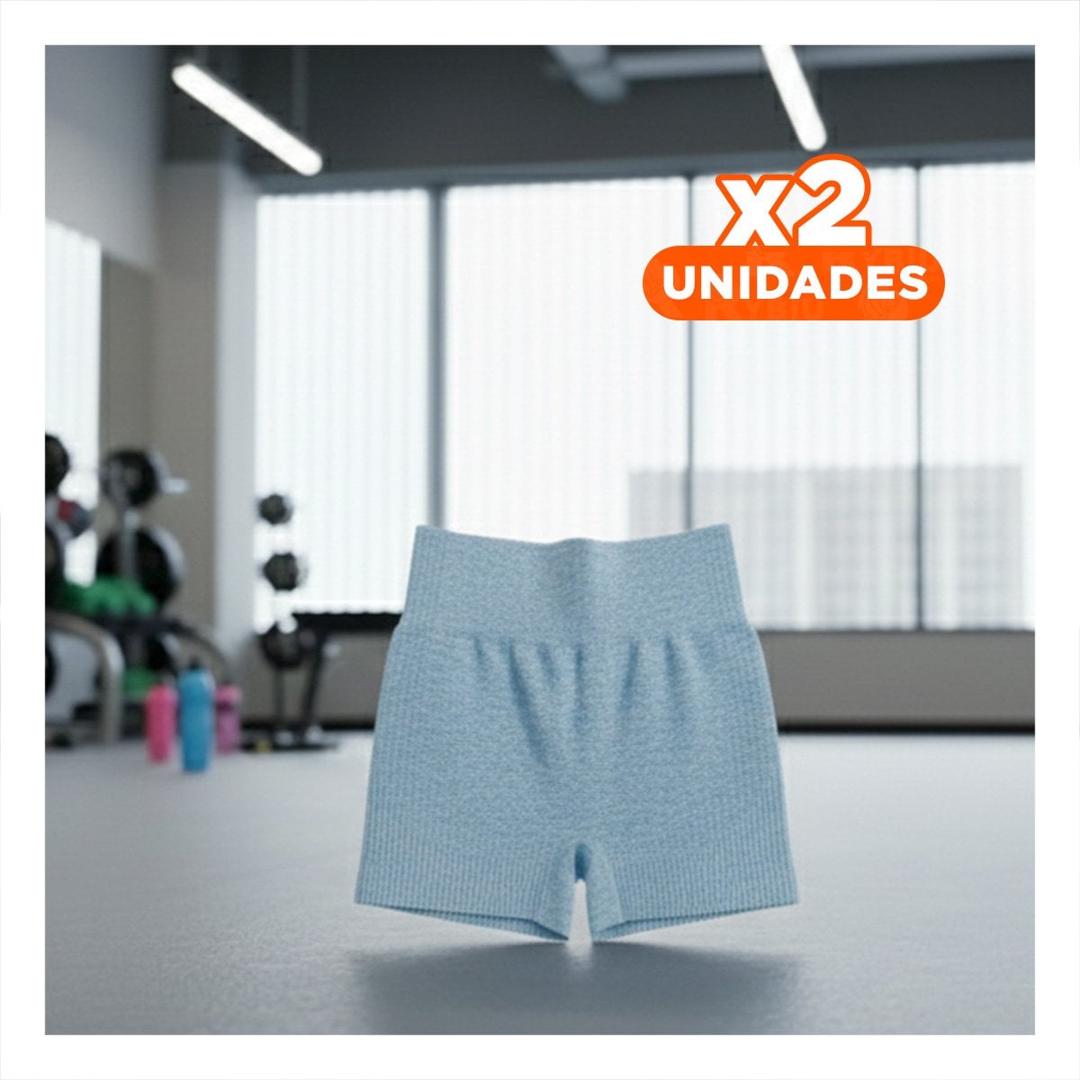 PACK2 DUPLA FITNESS TOP Y SHORT FITNESS YOGA CELESTE CON SOPORTE FIRME Y+REGALO STICKER - 1
